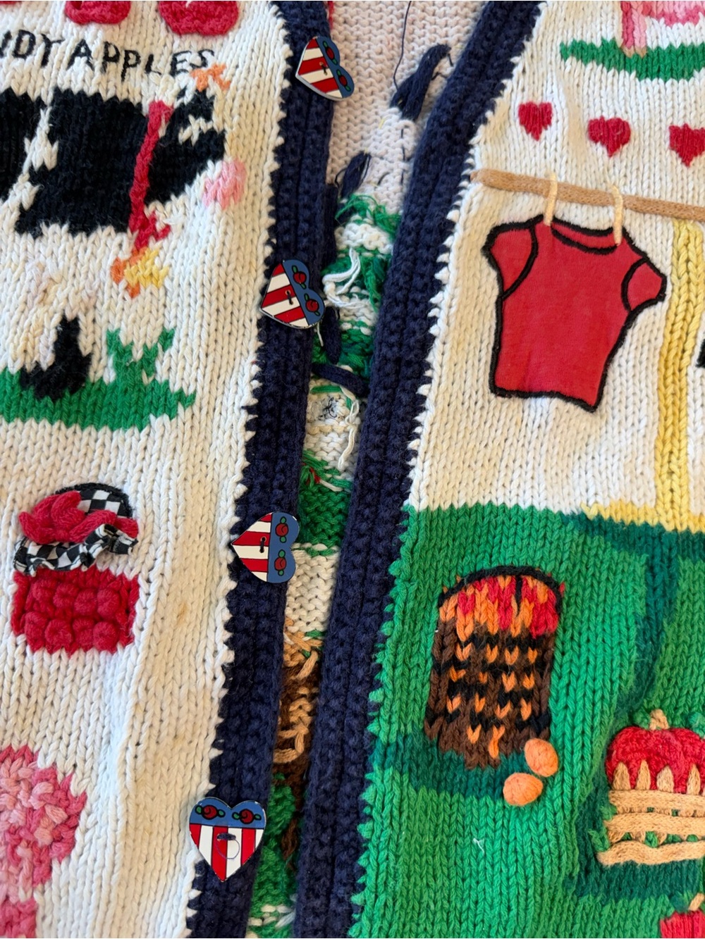 Vtg 90s Eagle's Eye Farm Country Cow Festival Sweater Vest Grandmacore Cotton M - Picture 5 of 11
